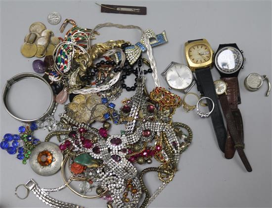 Assorted costume jewellery and watches etc.